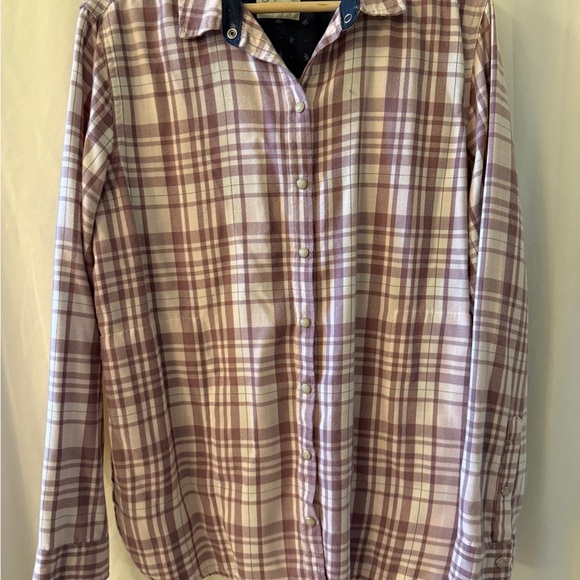JACHS Girlfriend Plaid Button Down Shirt - Pink and White - Picture 2 of 9